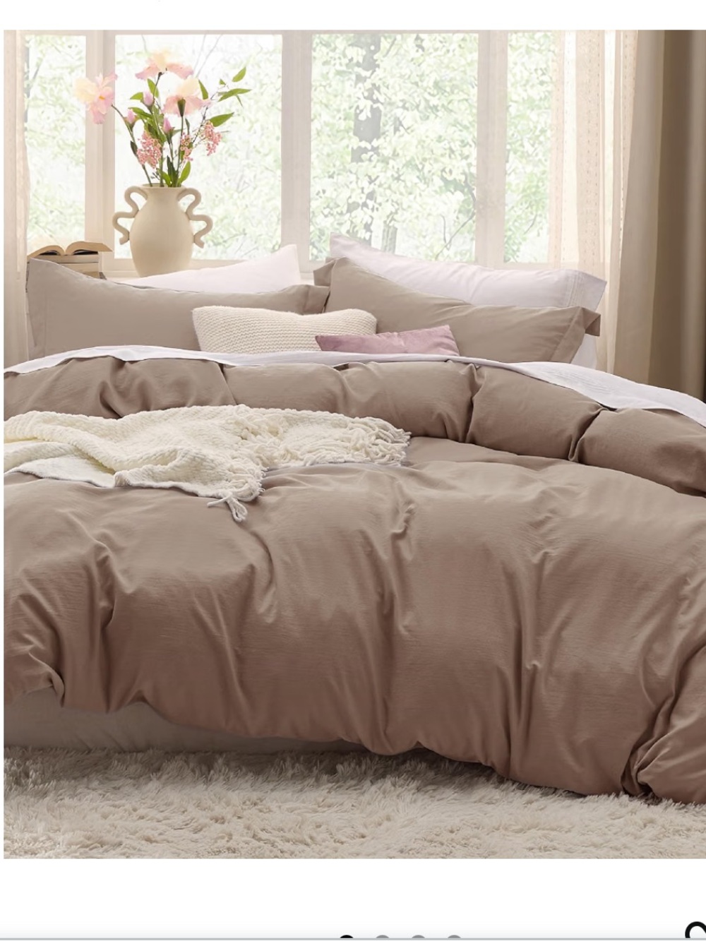 Khaki Cotton-Like Prewashed King Duvet Cover Set - Soft Khaki Bedding